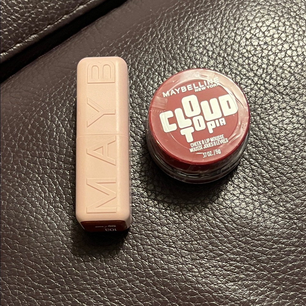 Maybelline serum lip stick (103 make it work) + Cloud topia cheek and lip mousse